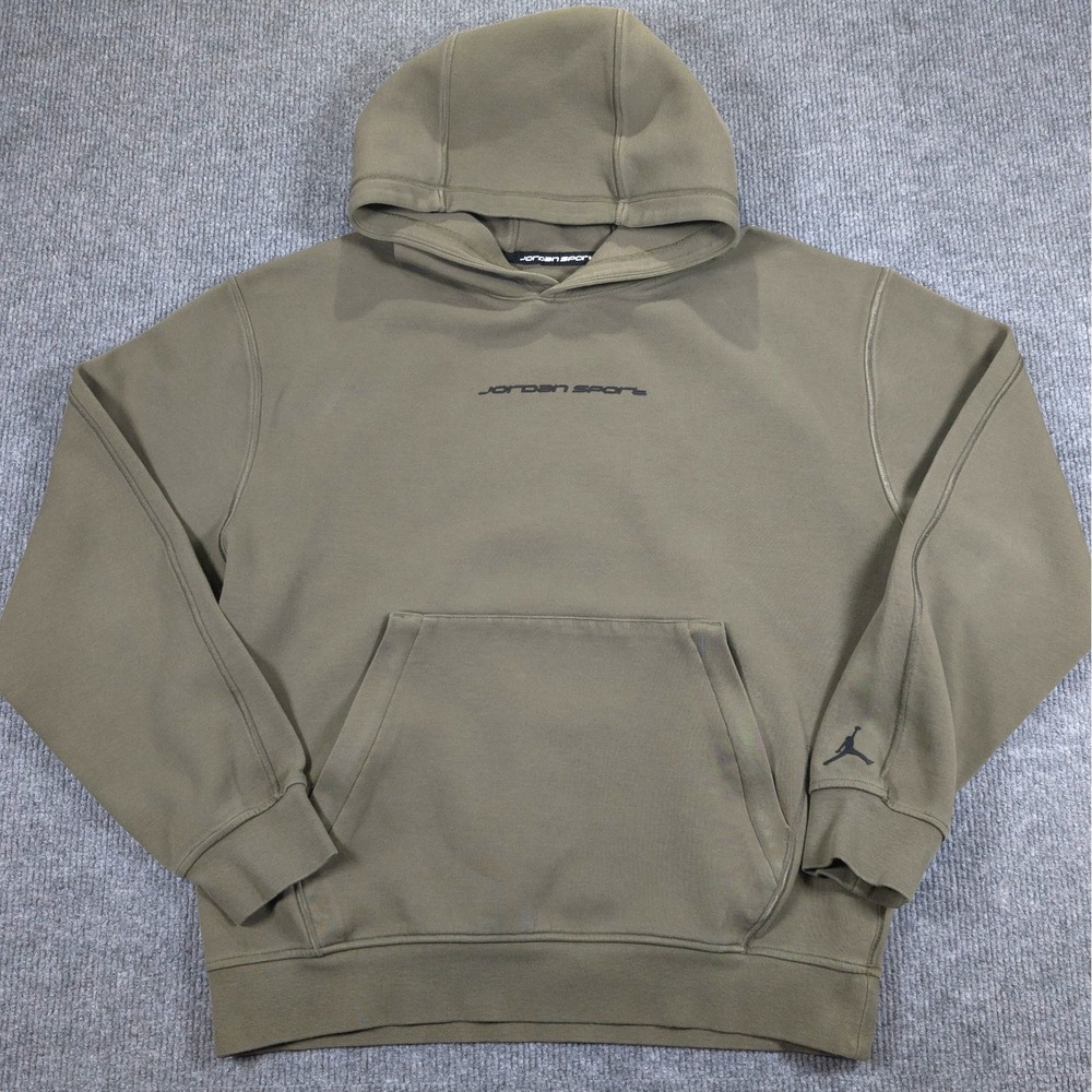 Nike Air Jordan Sport Mens S Green Dri-FIT Pullover Fleece Hoodie Sweatshirt